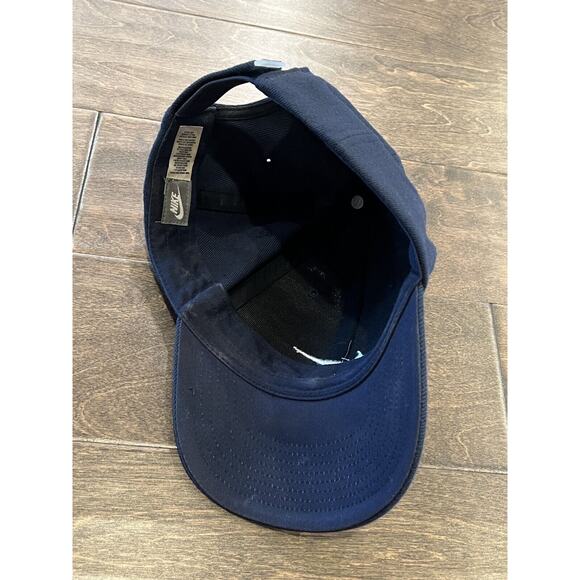 Vintage Nike Navy Swoosh Logo Adjustable Strapback Hat Cap Grey Tags 209429-451 - Picture 6 of 10